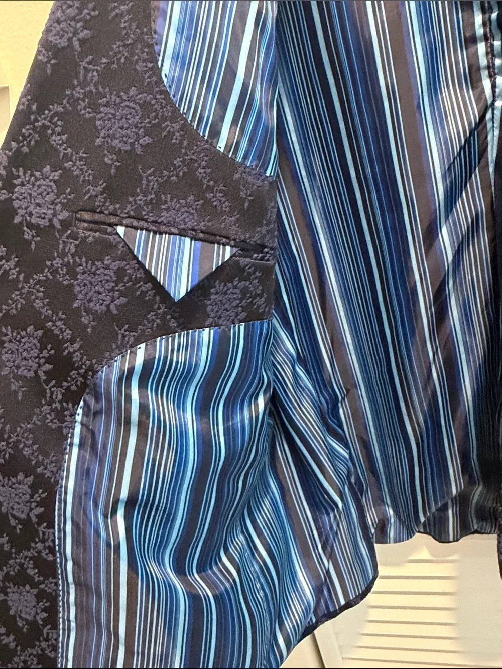 Stacy Adams Black Blazer with Blue Floral Jacquard